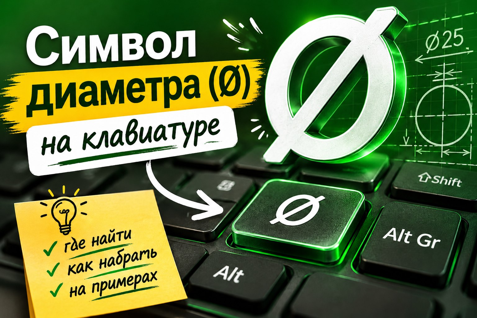 Как поставить знак диаметра в Word и Excel: все способы ввода на клавиатуре