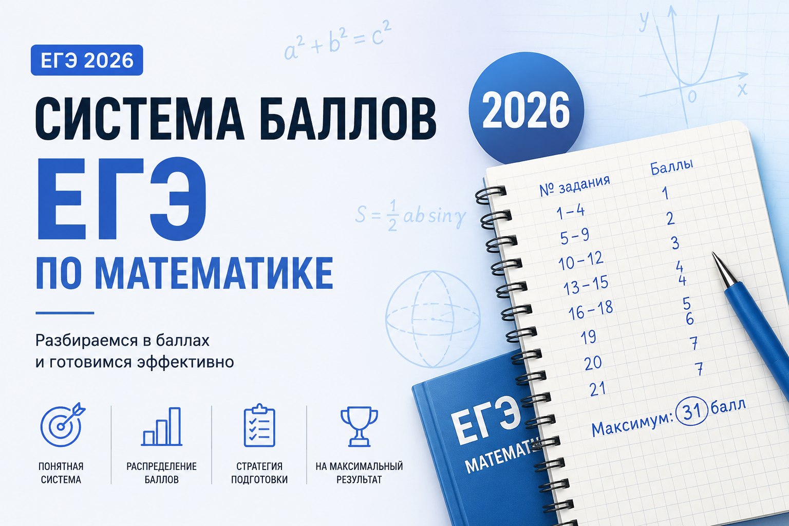Система баллов ЕГЭ по математике в 2026 году