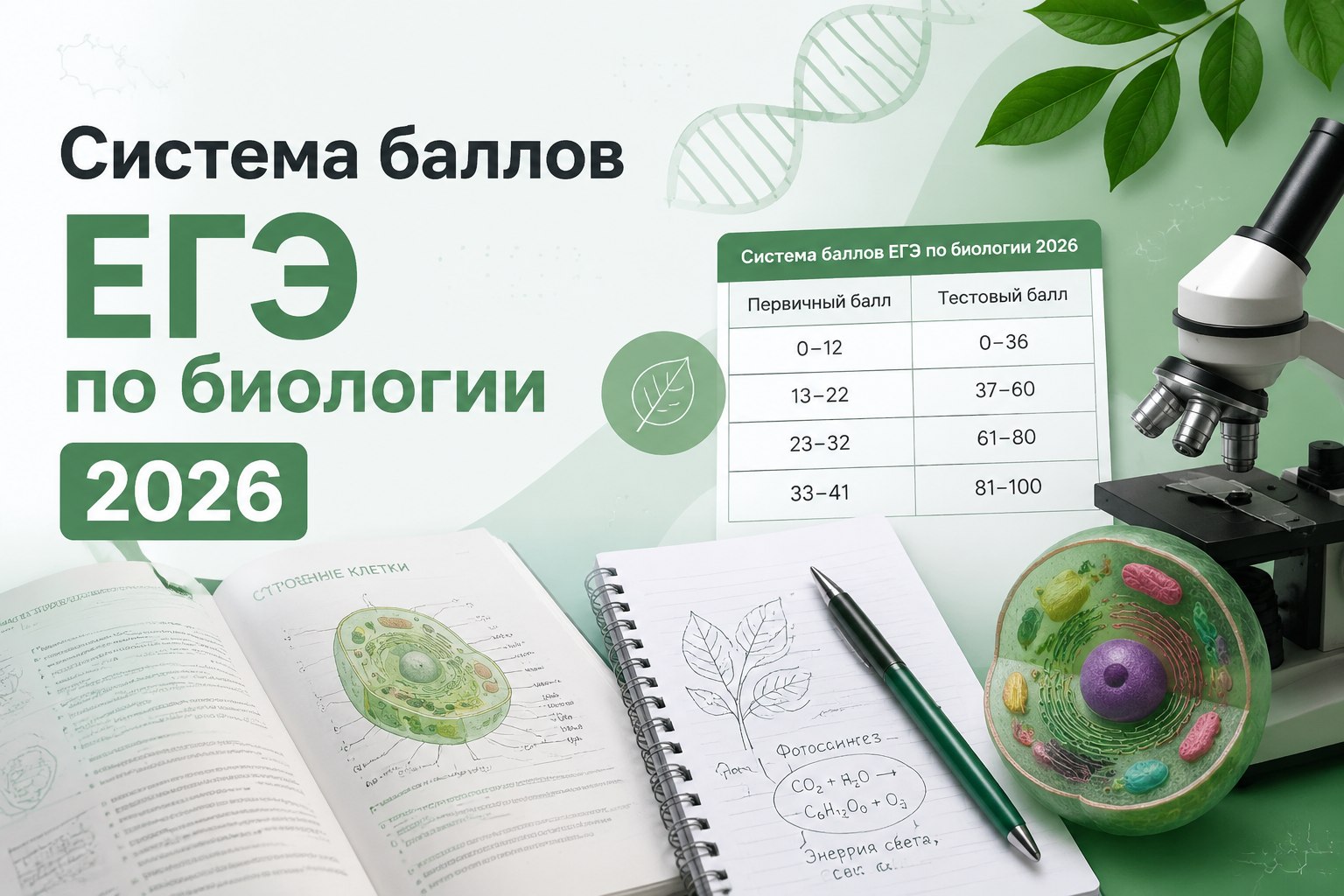 Система баллов ЕГЭ по биологии 2026: шкала перевода ФИПИ, пороги и секреты 2-й части