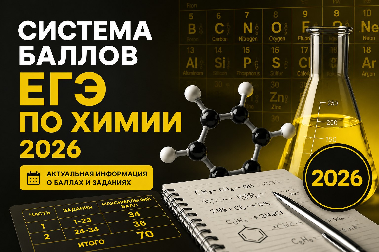 Система баллов ЕГЭ по химии 2026: шкала перевода ФИПИ, пороги и секреты 34-й задачи