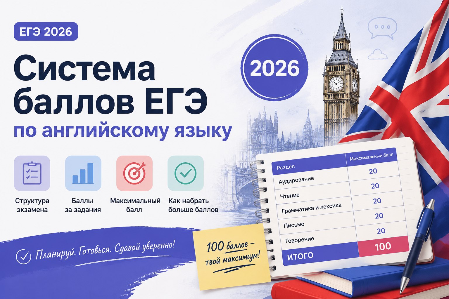 Система баллов ЕГЭ по английскому языку 2026: шкала перевода ФИПИ, пороги и устная часть